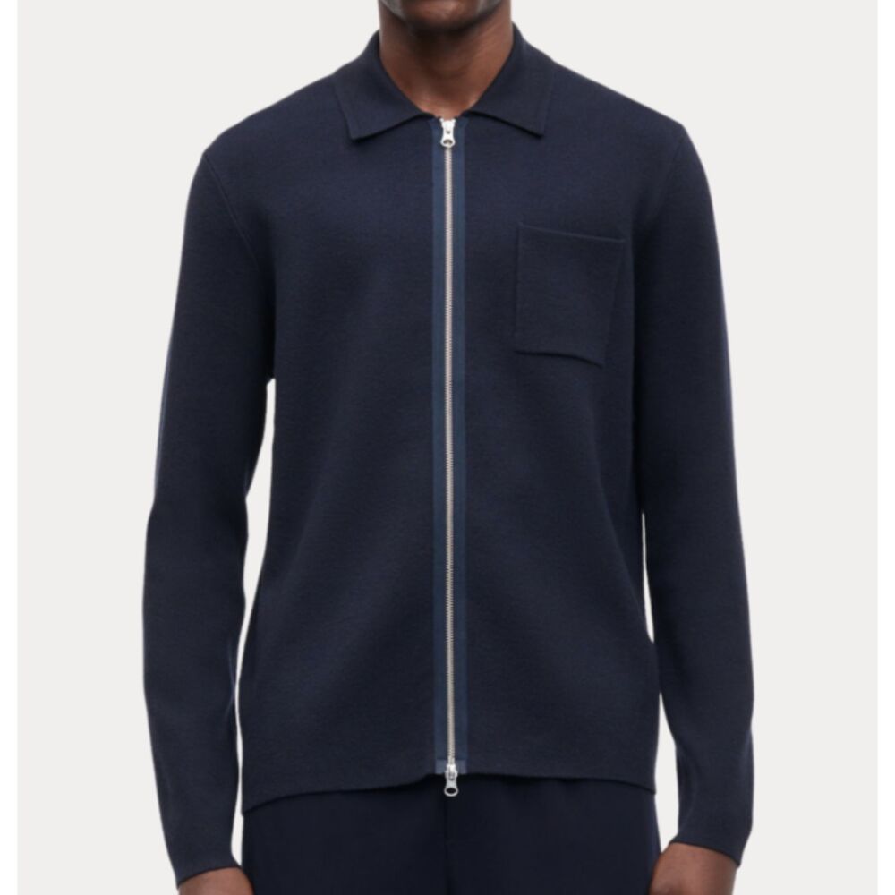 Samsoe Guna x Zip Core Knitwear Cardigan Navy/ Sky Captain Large